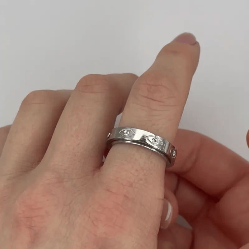 Silver Evil Eye Anxiety Ring