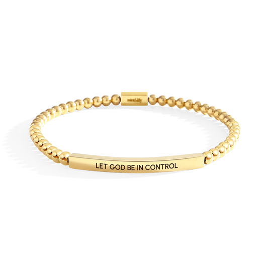 Let God Be In Control Gold Beaded Inspire Bracelet