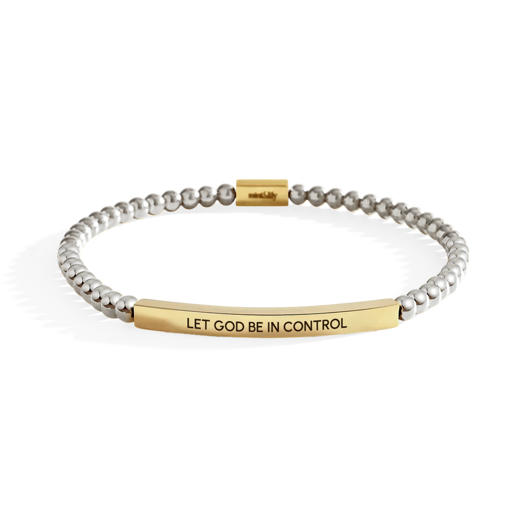 Let God Be In Control Gold Beaded Inspire Bracelet
