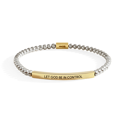 Let God Be In Control Gold Beaded Inspire Bracelet
