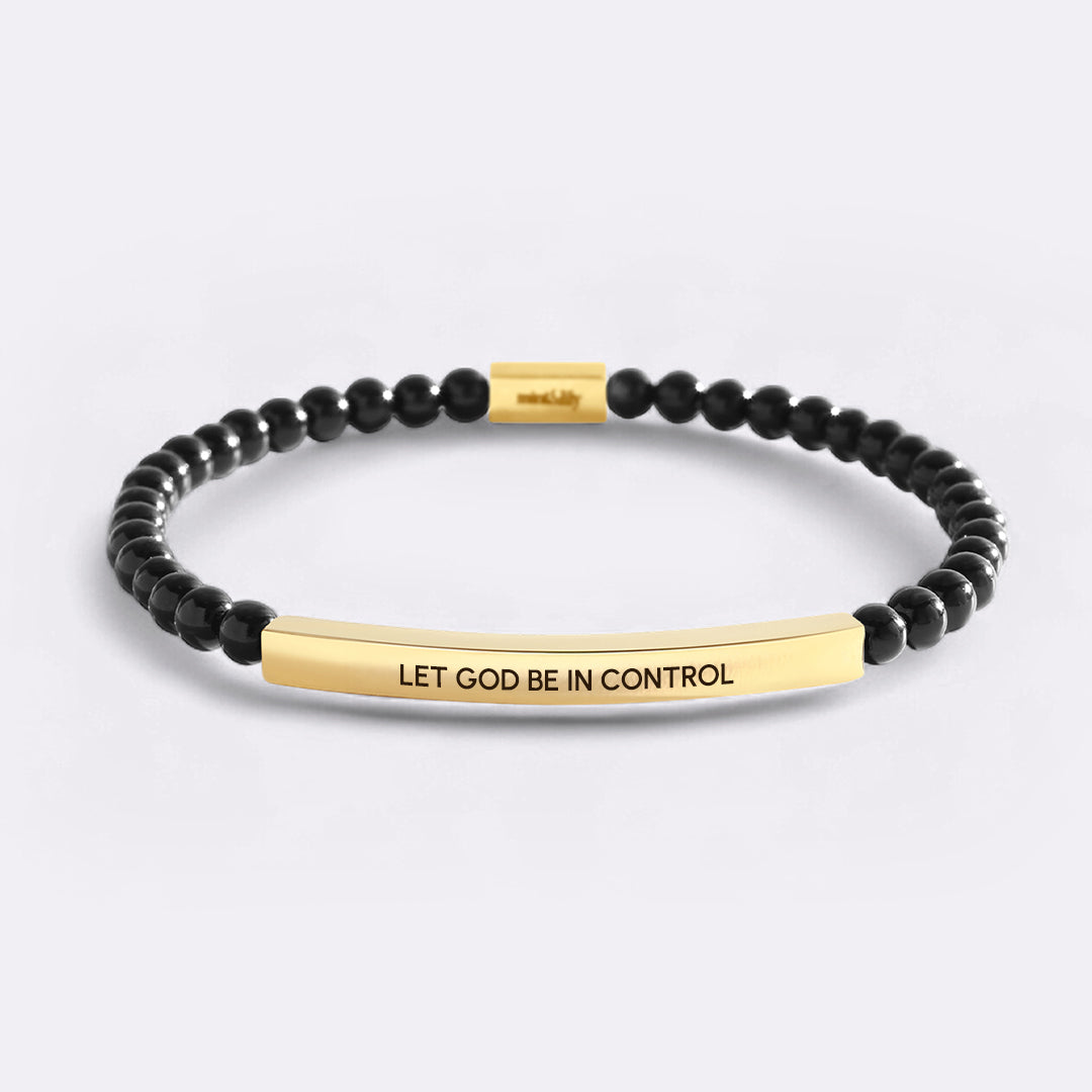 Let God Be In Control Gold Beaded Inspire Bracelet