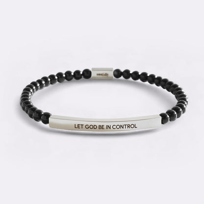 Let God Be In Control Silver Beaded Inspire Bracelet