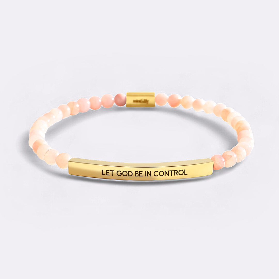Let God Be In Control Gold Beaded Inspire Bracelet
