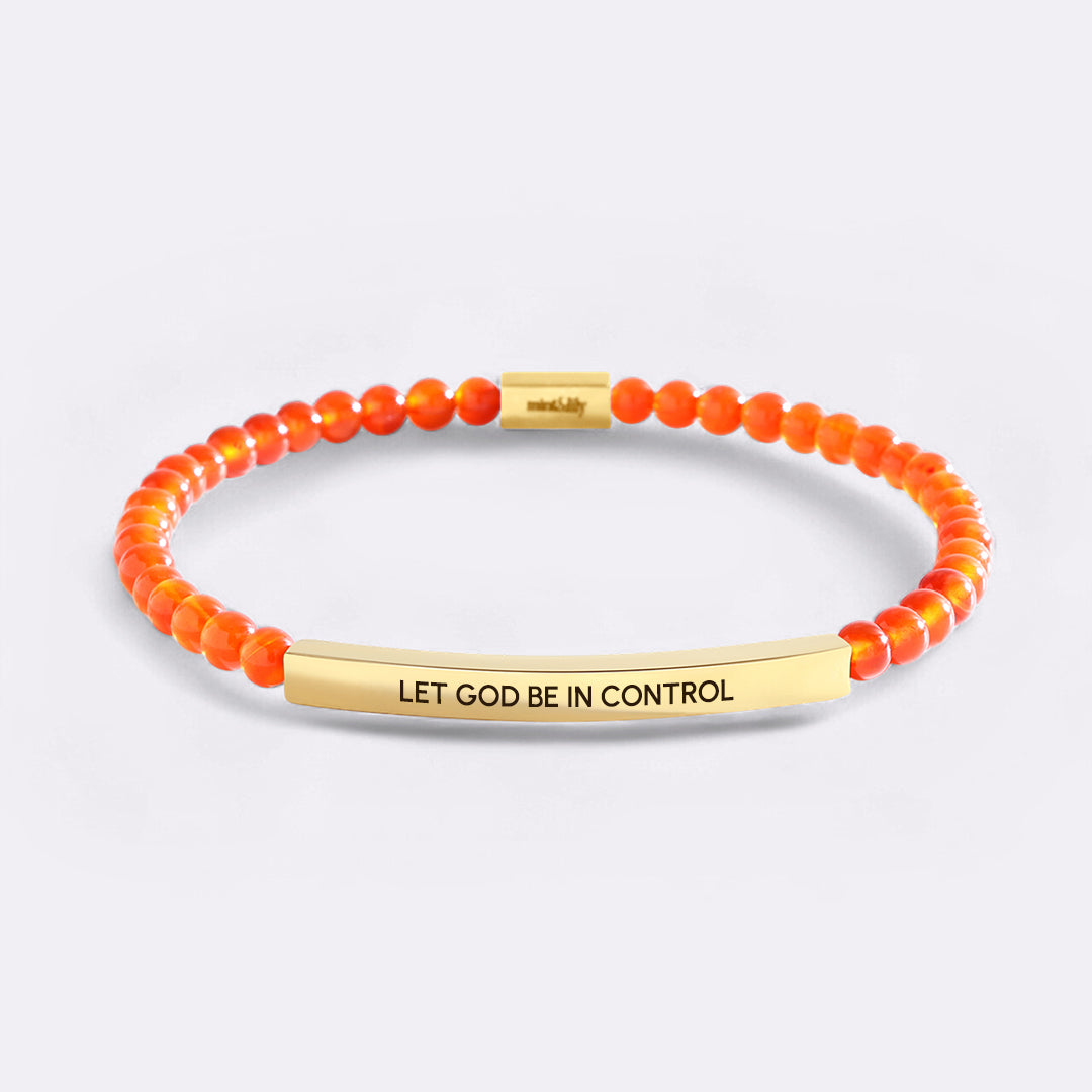 Let God Be In Control Gold Beaded Inspire Bracelet