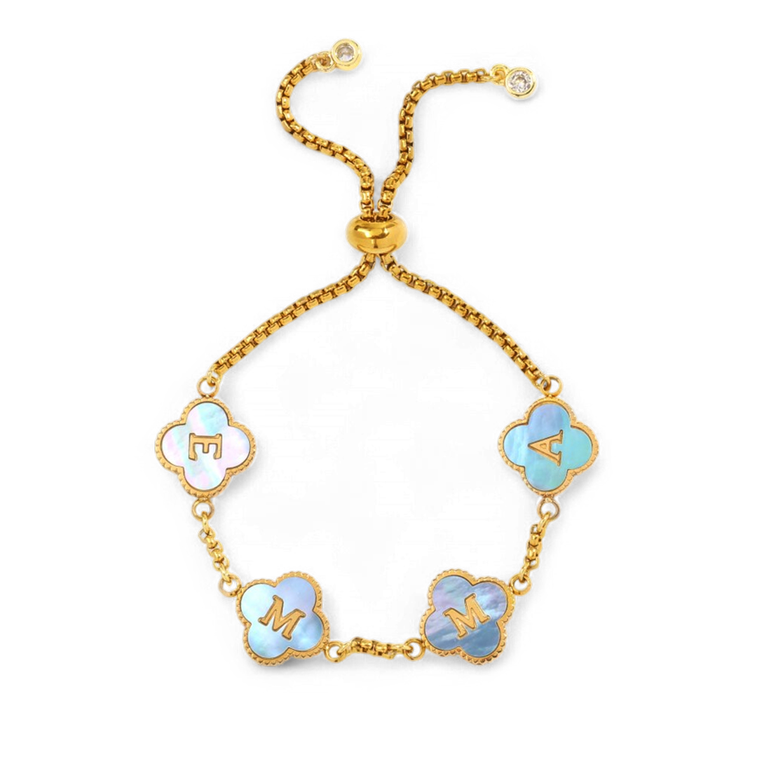 Colorful Clover Custom Name Bracelet