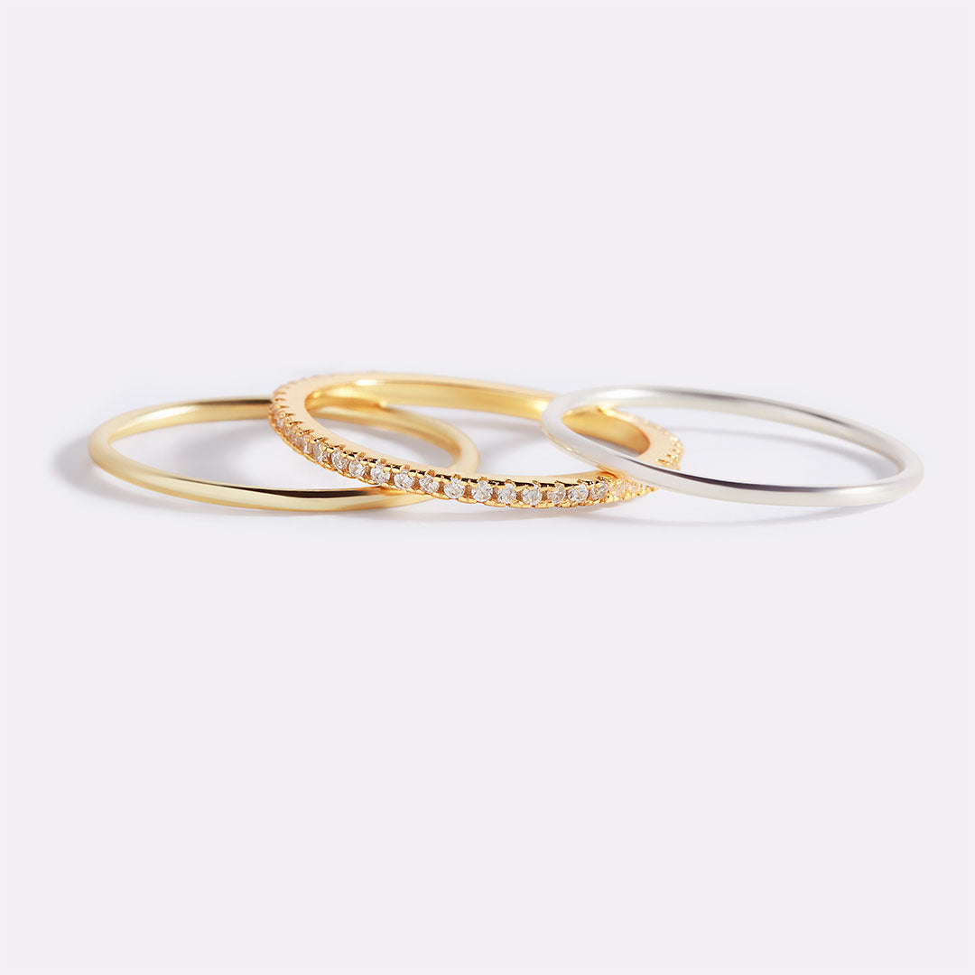 Gold and Silver Stacking Ring Set