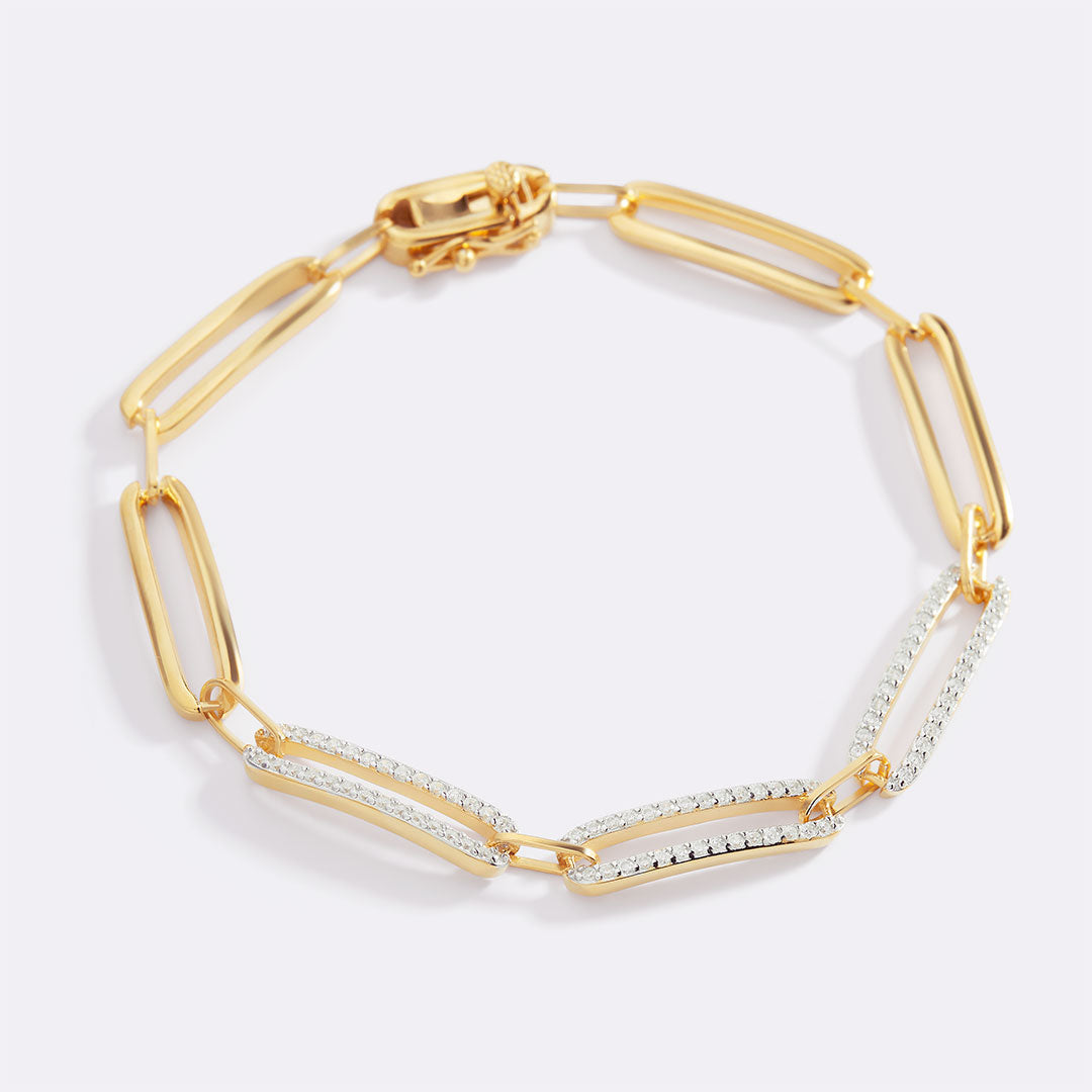 Pave Diamond Paperclip Bracelet