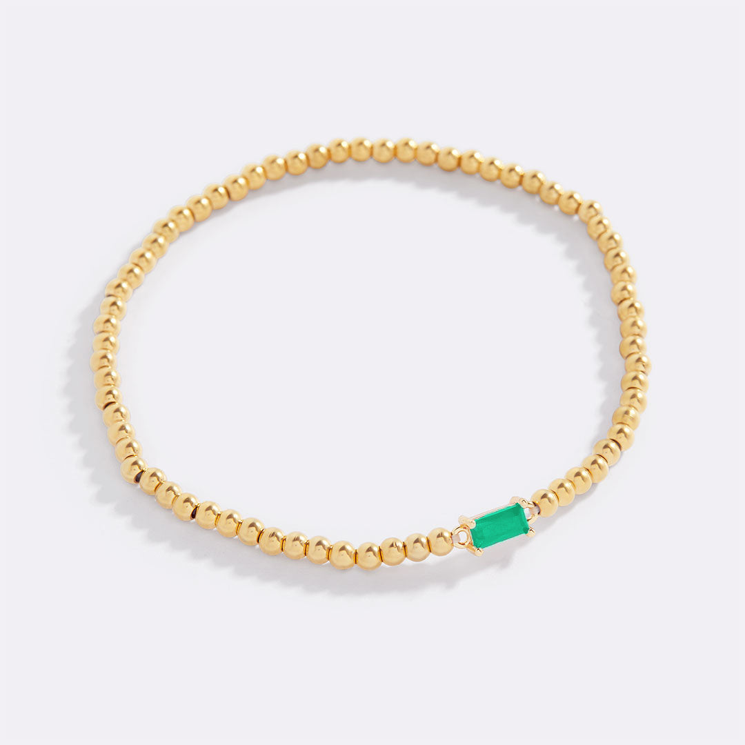Gold Beaded Birthstone Bracelet