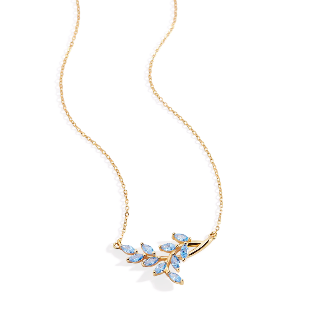 Birthstone Leaf Pendant Necklace