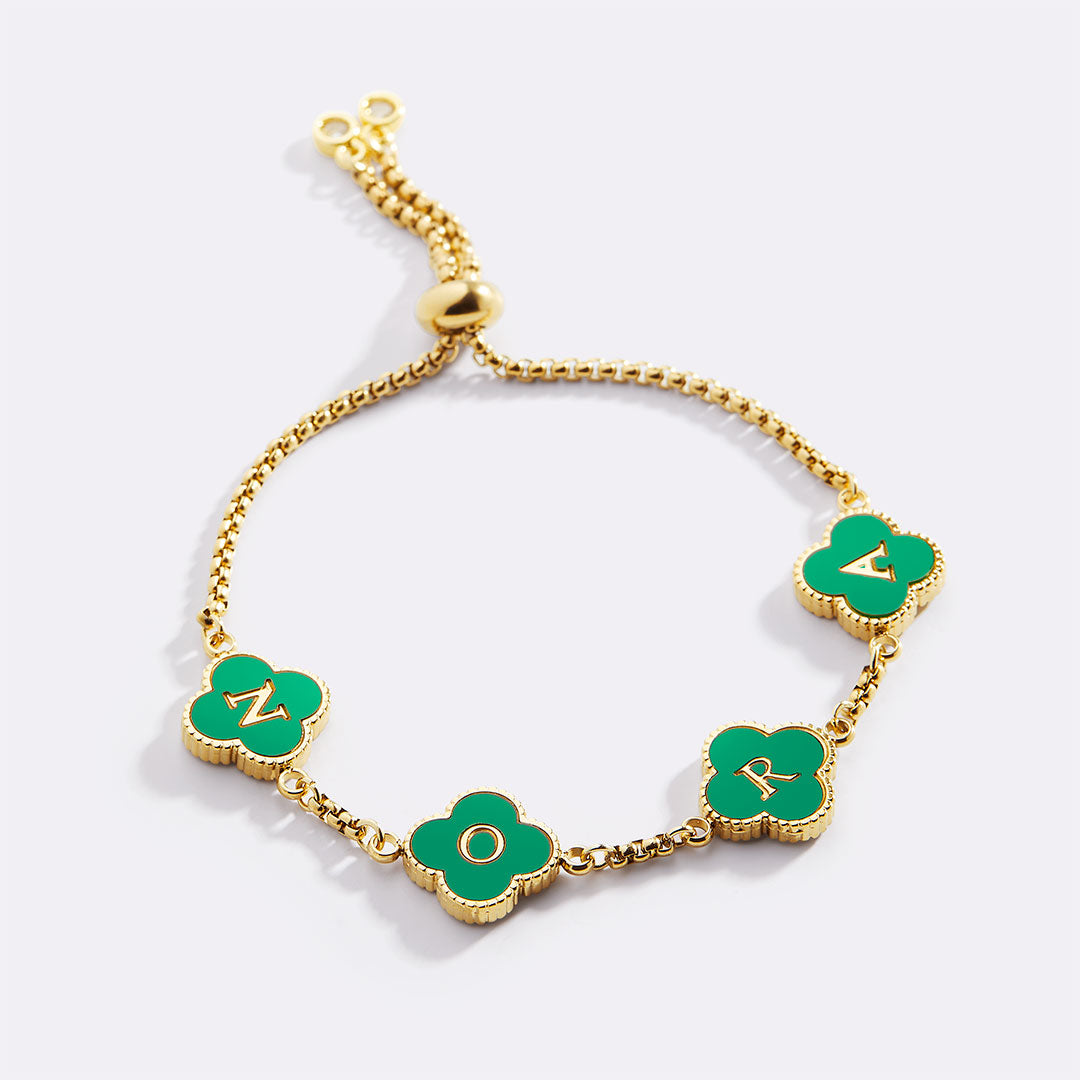 Colorful Clover Custom Name Bracelet