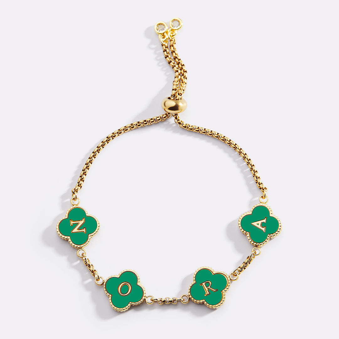 Colorful Clover Custom Name Bracelet