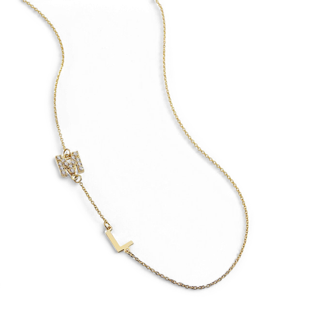 Custom Diamond & Gold 2 Initial Necklace