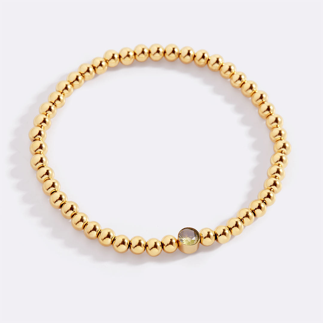 Gold Beaded Bubble Birthstone Bracelet