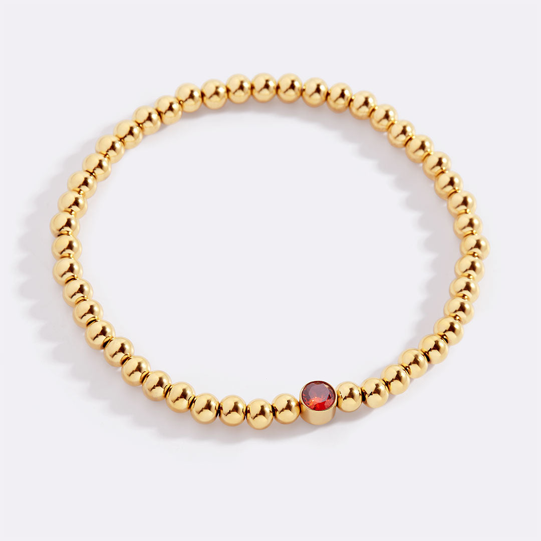 Gold Beaded Bubble Birthstone Bracelet
