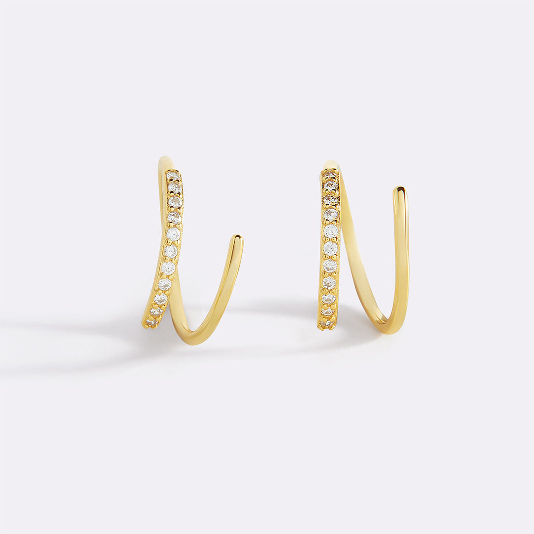Double Loop Huggie Hoop Earrings