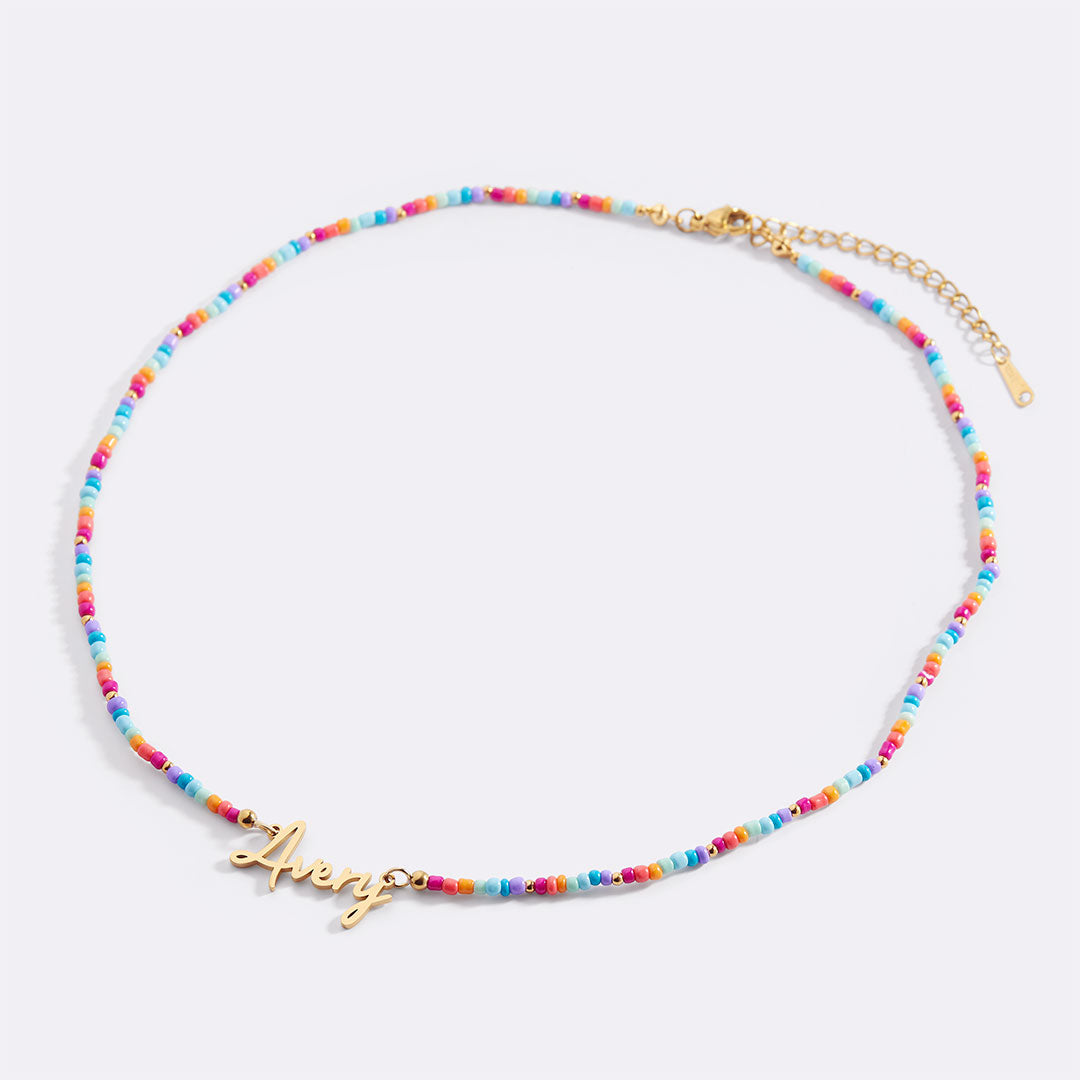 Beach Vibes Beaded Fairy Name Necklace