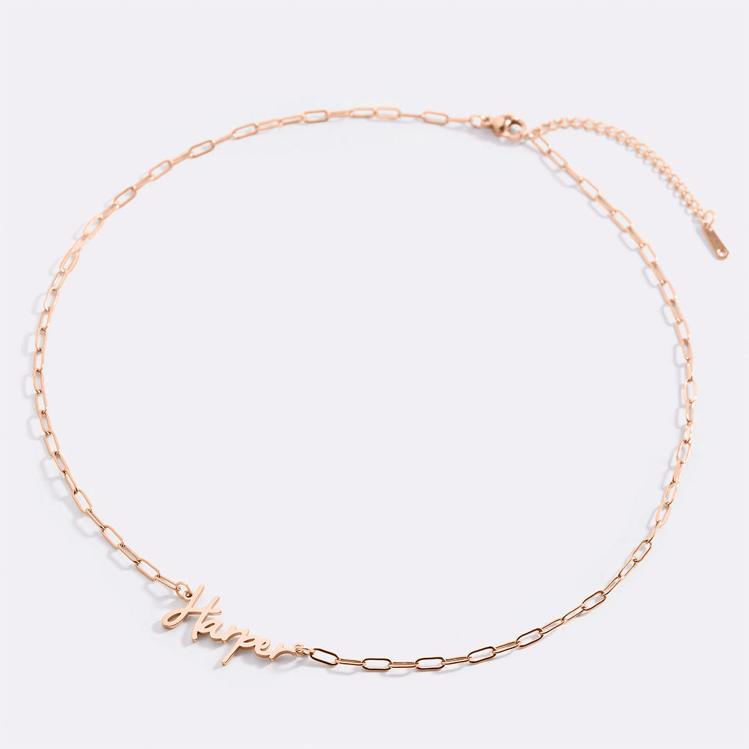 Fairy Name Necklace with Paperclip Chain