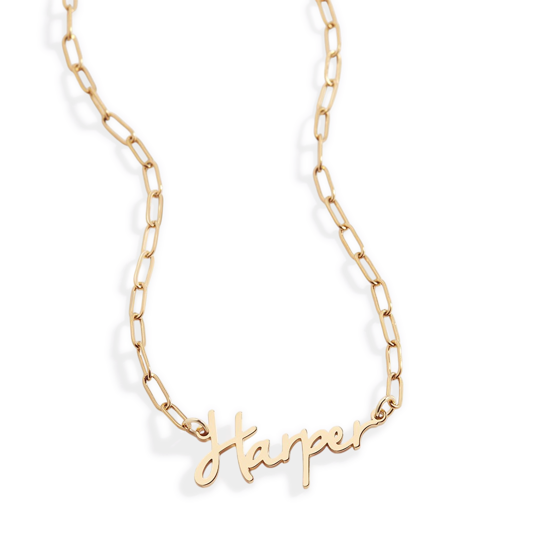 Fairy Name Necklace with Paperclip Chain