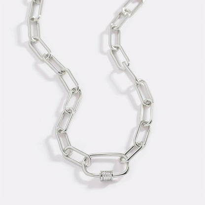 Link Chain Necklace with Pave Carabiner