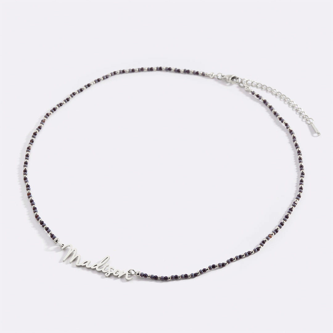 Onyx Beaded Fairy Name Necklace