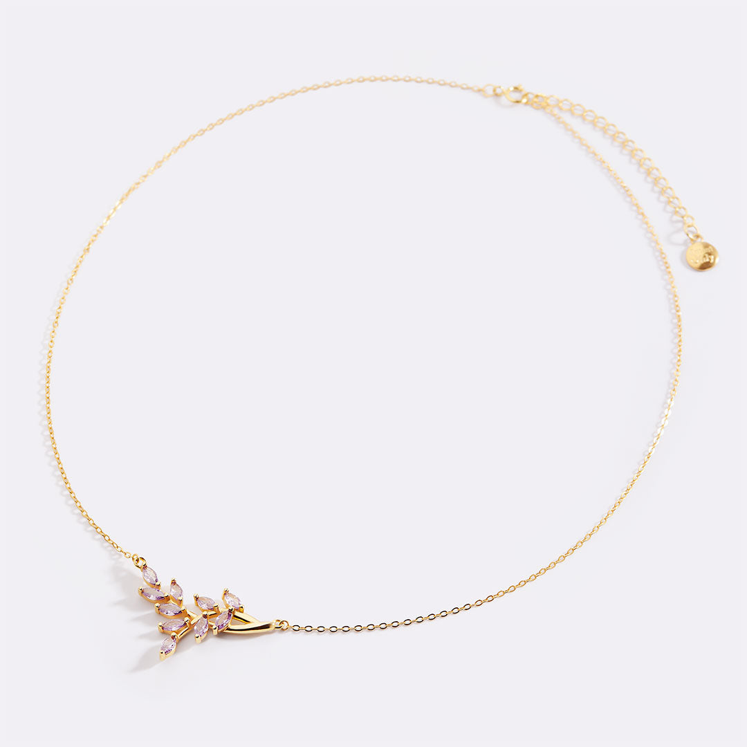 Birthstone Leaf Pendant Necklace