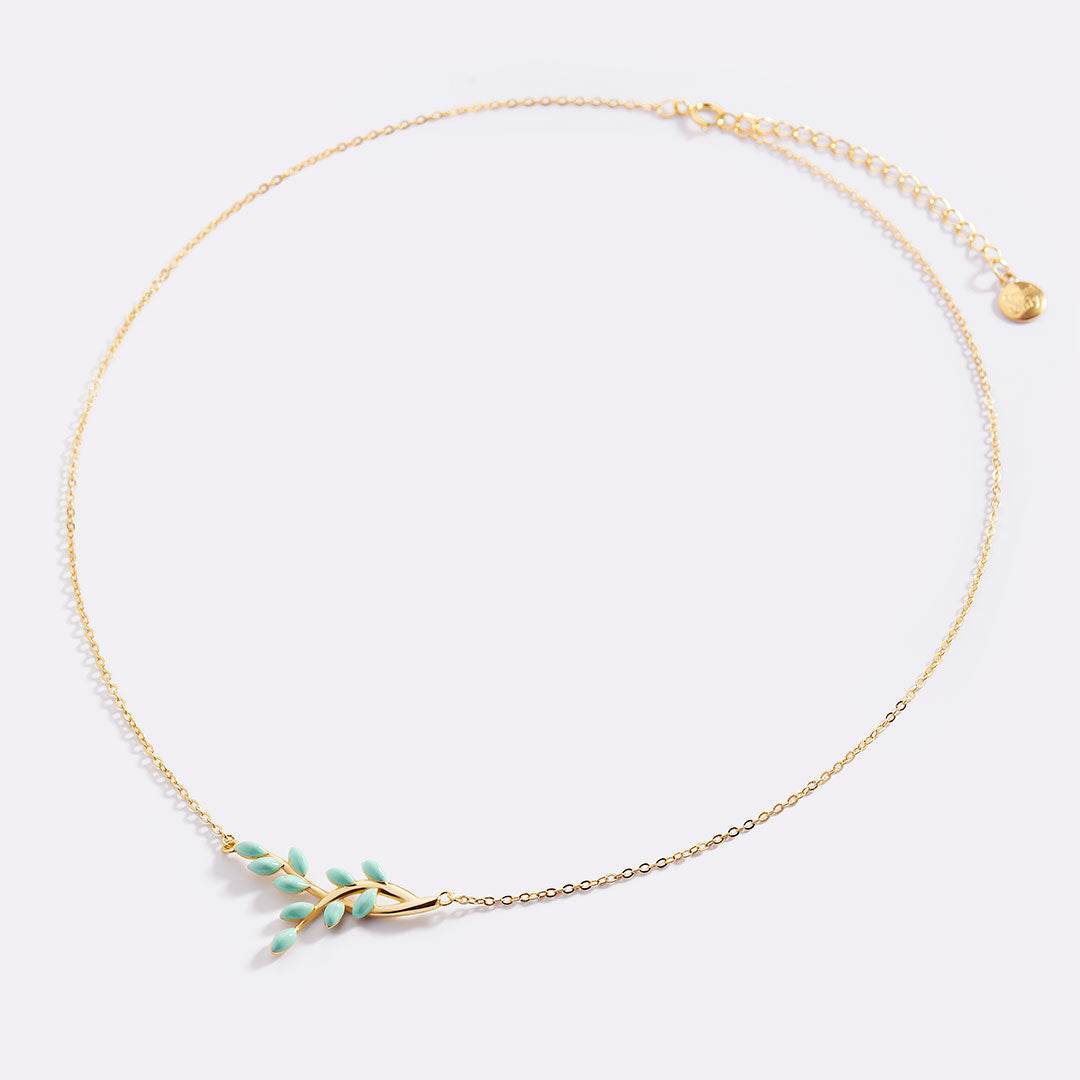 Enamel Leaf Pendant Necklace