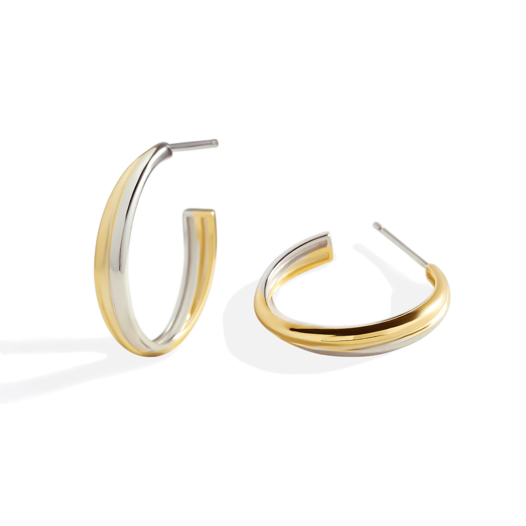 Mixed Metal Crossover Earrings