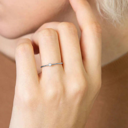 Minimalist Bezel-Set May Birthstone Stacking Band
