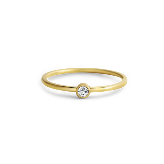 Minimalist Bezel-Set April Birthstone Stacking Band