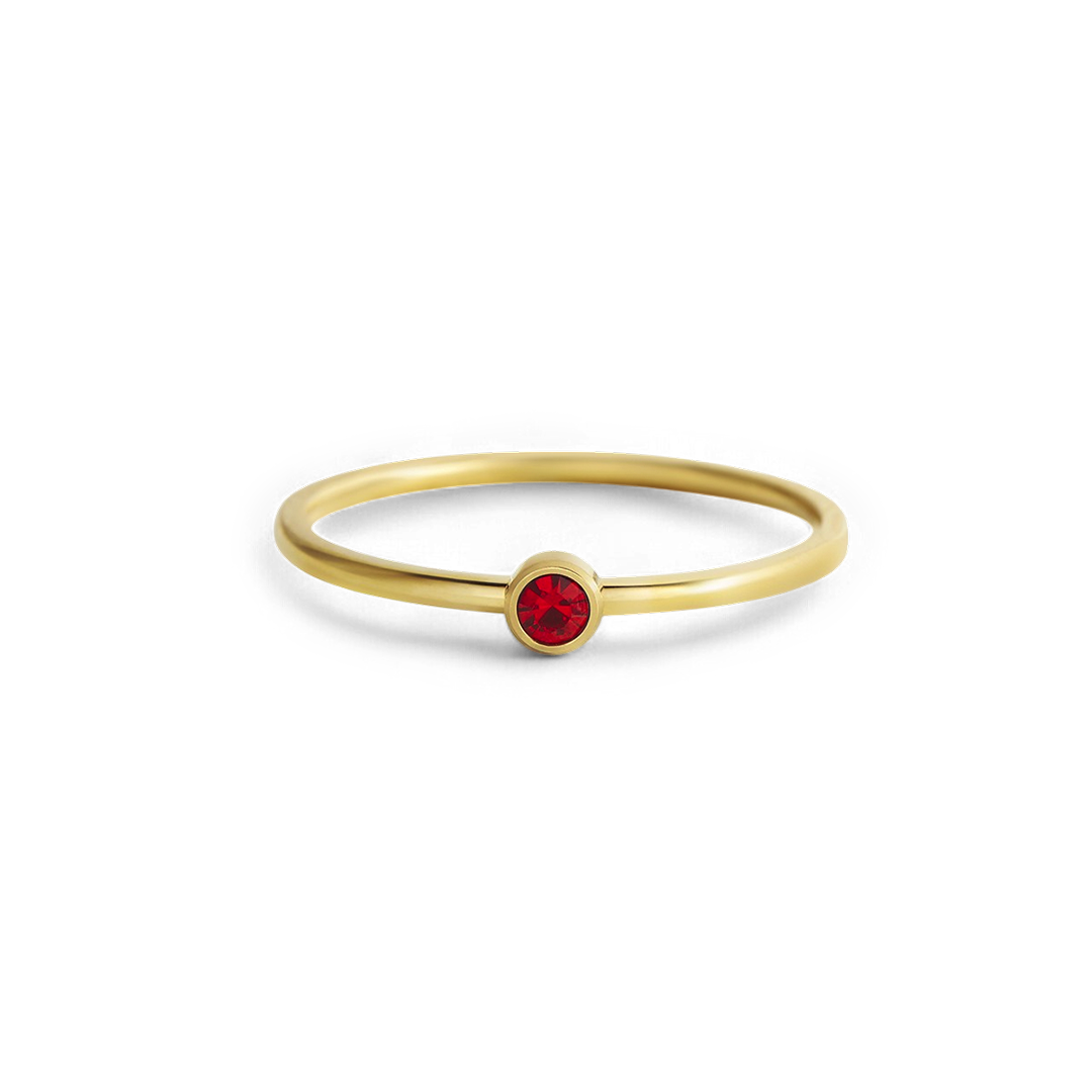 Minimalist Bezel-Set Birthstone Stacking Band