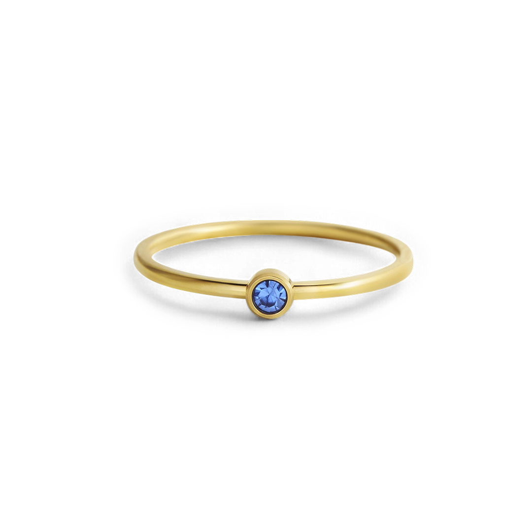 Minimalist Bezel-Set December Birthstone Stacking Band