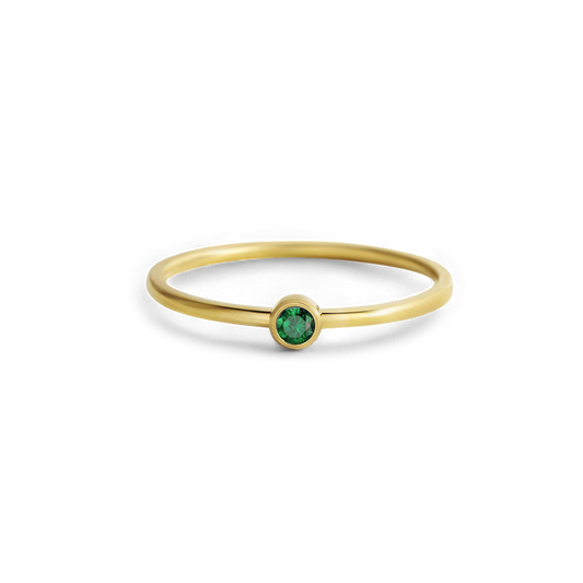 Minimalist Bezel-Set May Birthstone Stacking Band