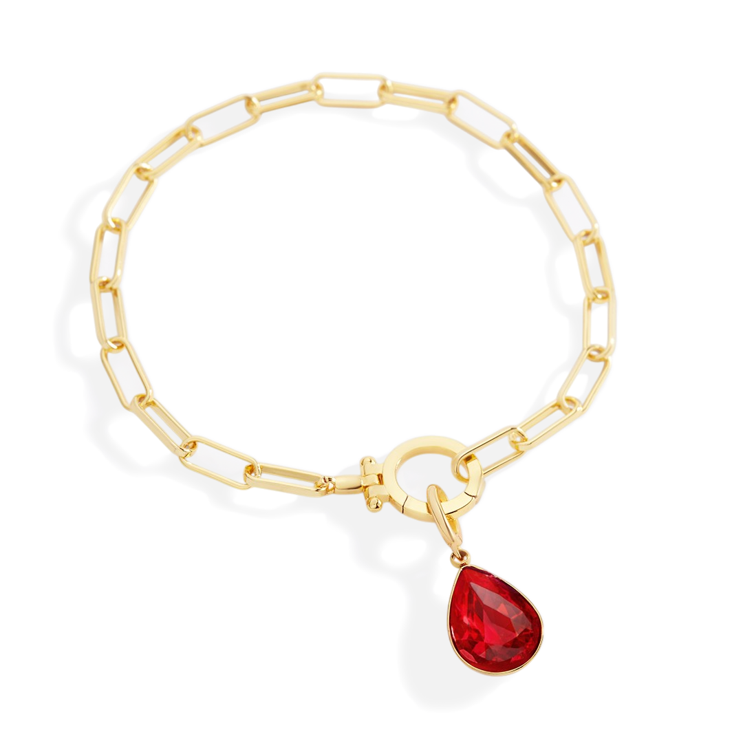 Mint Paperclip Bracelet & Teardrop Birthstone Charm