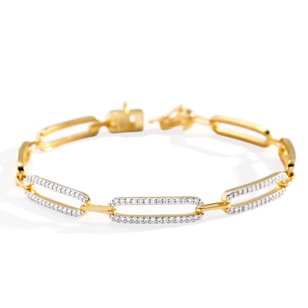 Pave Diamond Paperclip Bracelet