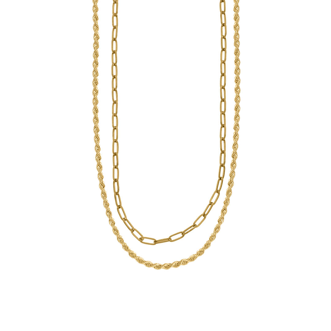 Rope & Paperclip Chain Necklace Duo