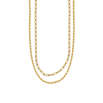 Rope & Paperclip Chain Necklace Duo
