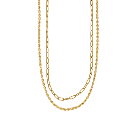 Rope & Paperclip Chain Necklace Duo