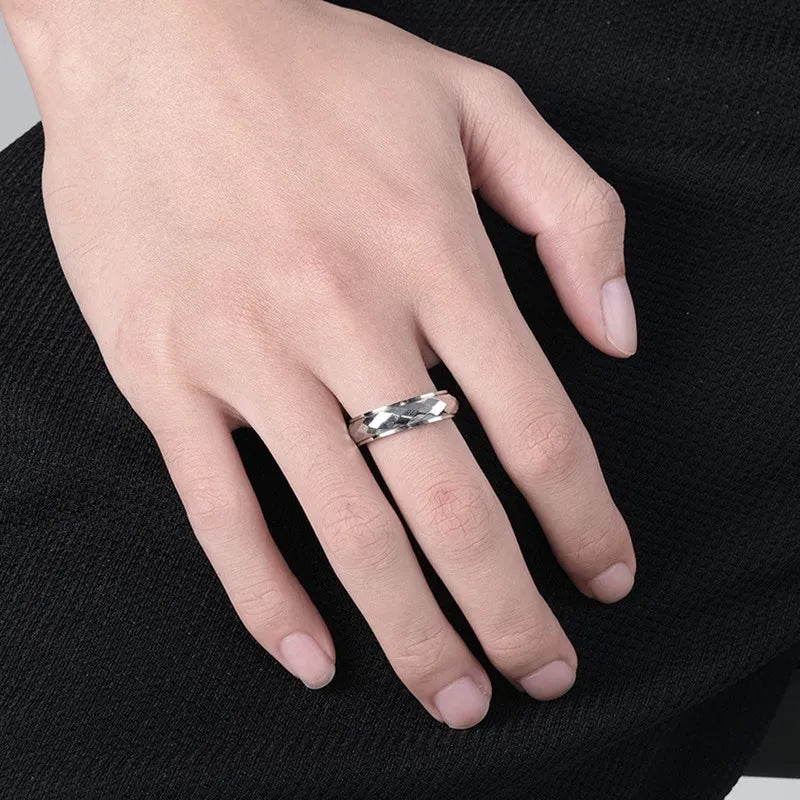 Stainless Steel Faceted Spinner Ring