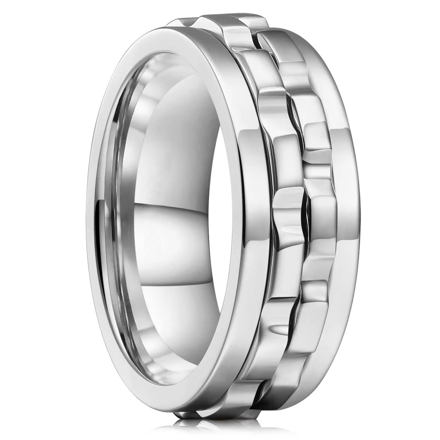 Punk Rotating Fidget Ring Titanium