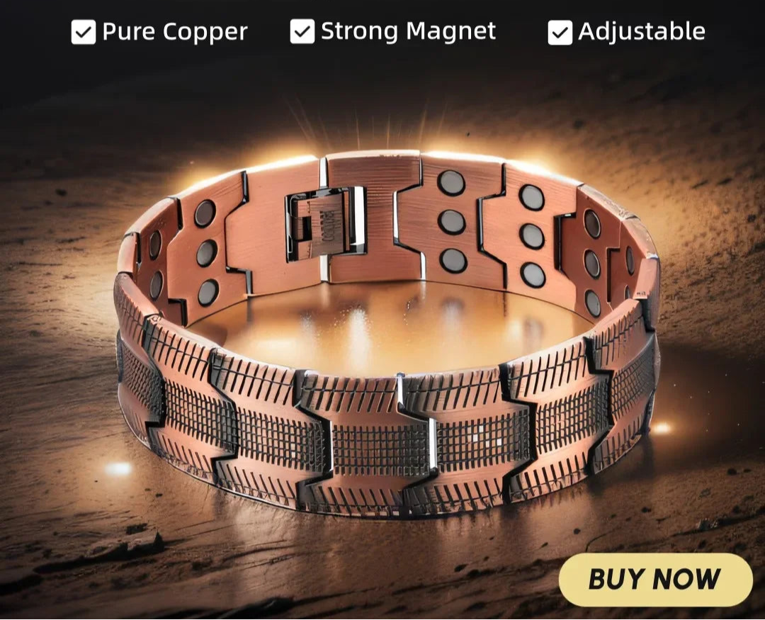 Trivora Energy Bracelet – Copper & Titanium Link Chain with Natural Stones