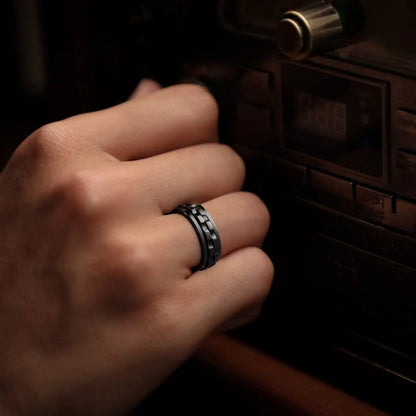 Punk Rotating Fidget Ring Titanium