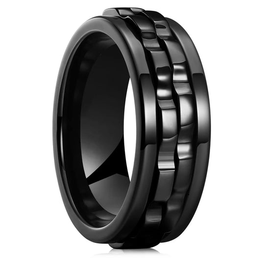 Punk Rotating Fidget Ring Titanium