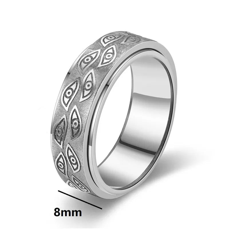 Vintage Carved Eyes Spinner Rings
