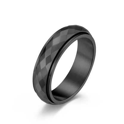 Stainless Steel Faceted Spinner Ring