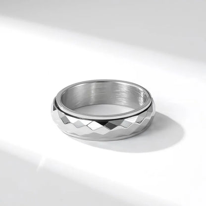 Stainless Steel Faceted Spinner Ring