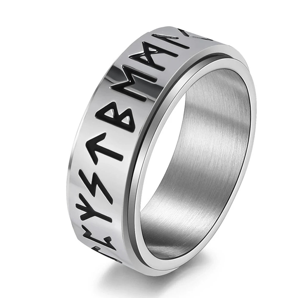 Vintage Nordic Rune Ring for Men