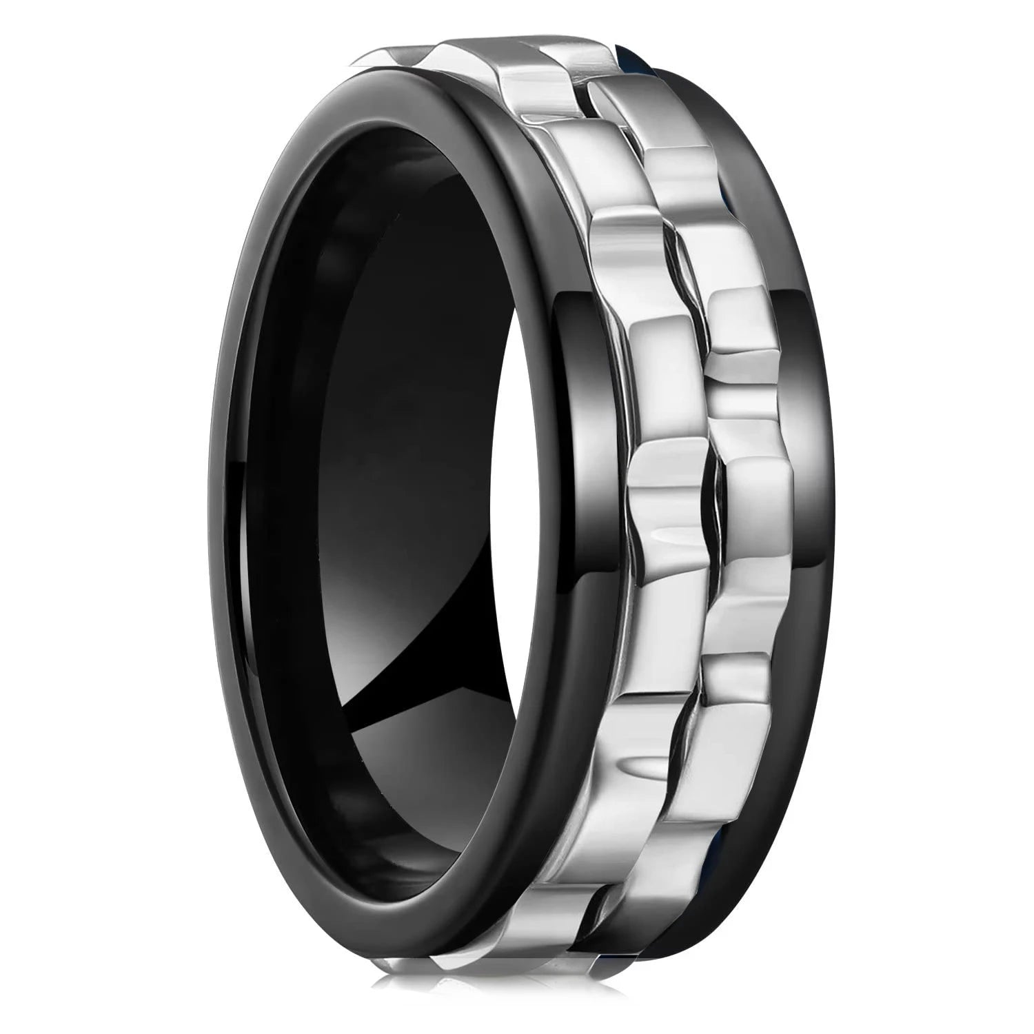 Punk Rotating Fidget Ring Titanium