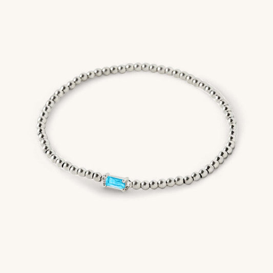 Sterling Silver Beaded Birthstone Bracelet