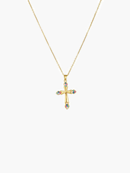 Lucy Zircon Cross Pendant Necklace