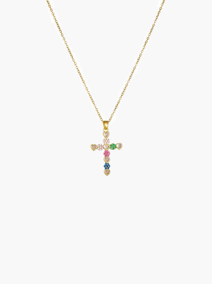 Lucy Zircon Cross Pendant Necklace